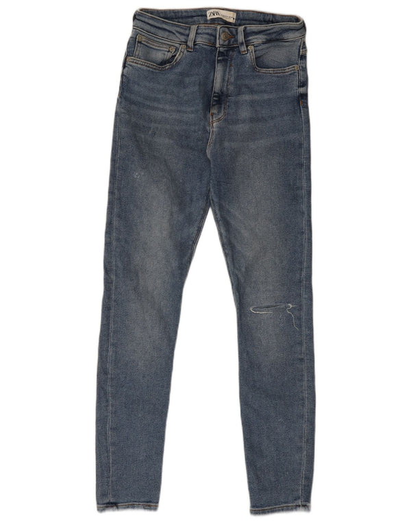 Zara Jean skinny vieilli pour femme EU 38 Small W28 L27 Bleu Coton