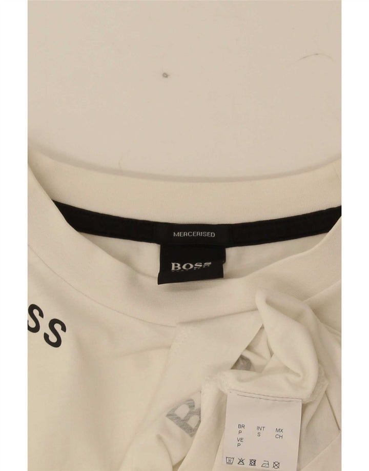 Hugo Boss Homme T-Shirt Graphique Haut Petit Blanc Coton
