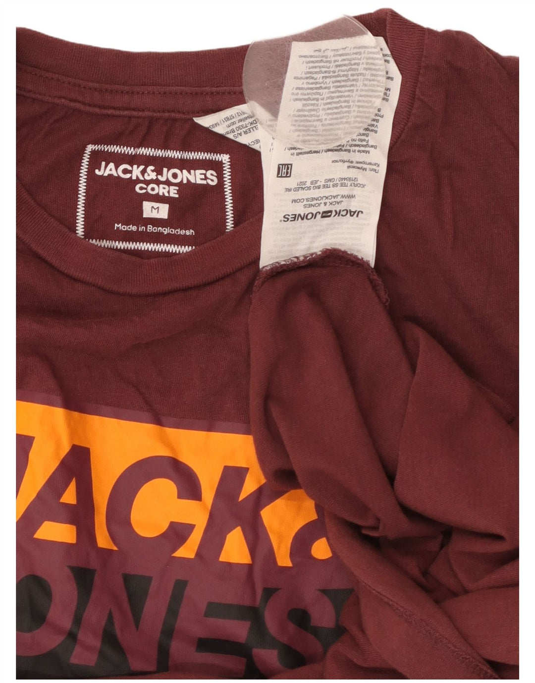 JACK & JONES T-Shirt Graphique Homme Bordeaux Moyen Coton