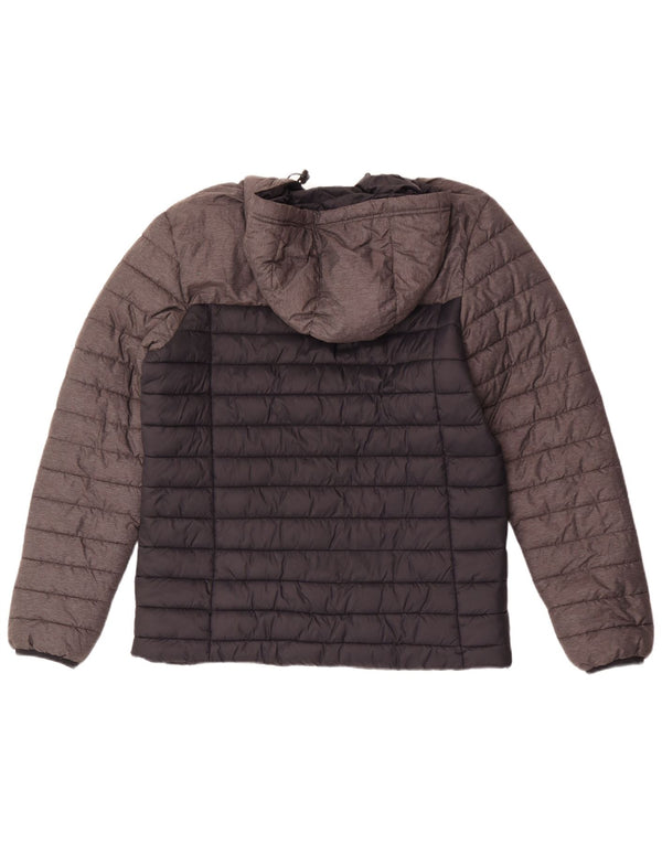 Kappa Veste rembourrée à capuche pour homme UK 40 Large Noir Colorblock Polyamide