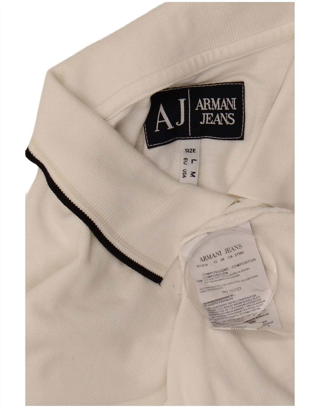 ARMANI JEANS Polo Homme Blanc Moyen Coton