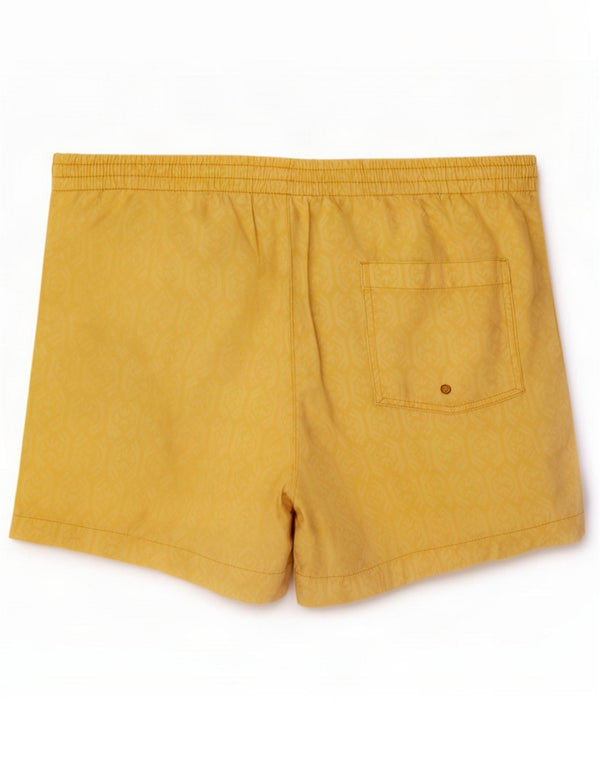 Zara Short de bain à motif abstrait pour homme Large W32 Jaune Coton