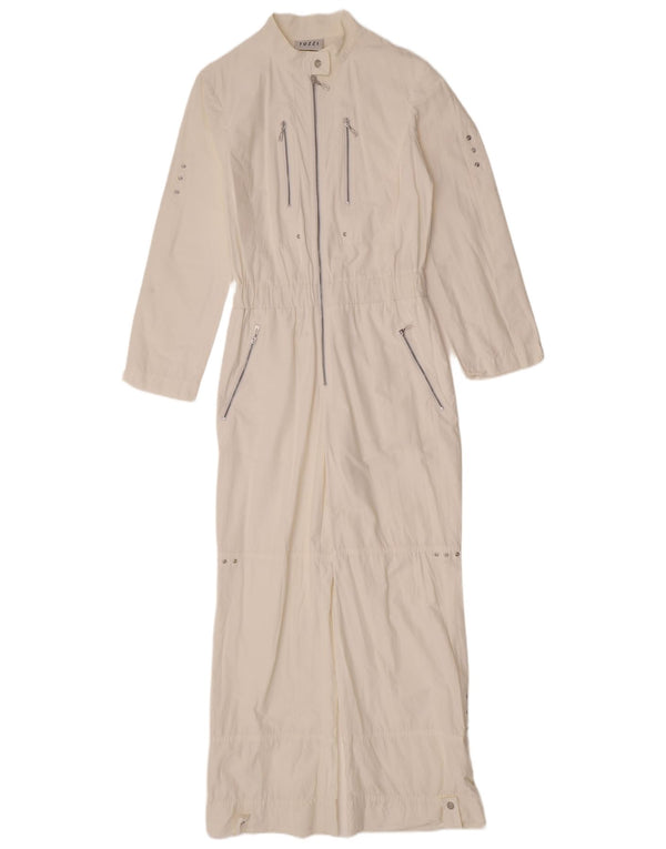 Tuzzi Womens Long Sleeve Jumpsuit UK 12 Medium White Cotton
