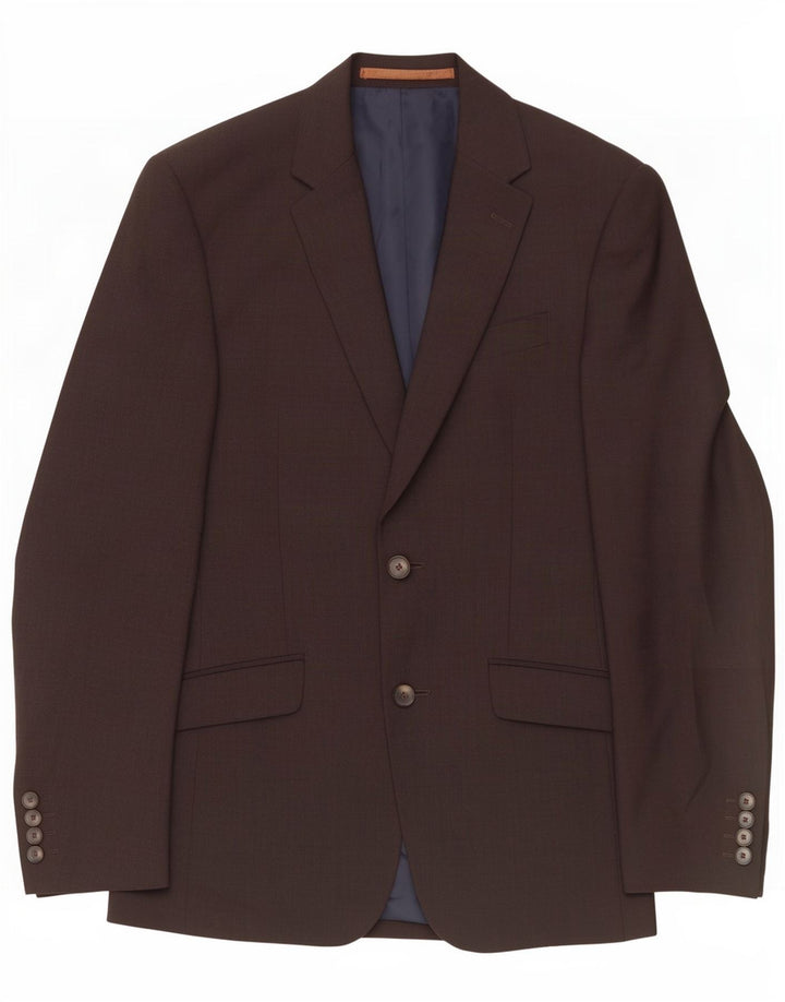 Marks & Spencer Veste blazer coupe slim à 2 boutons pour homme UK 34 XS en laine marron