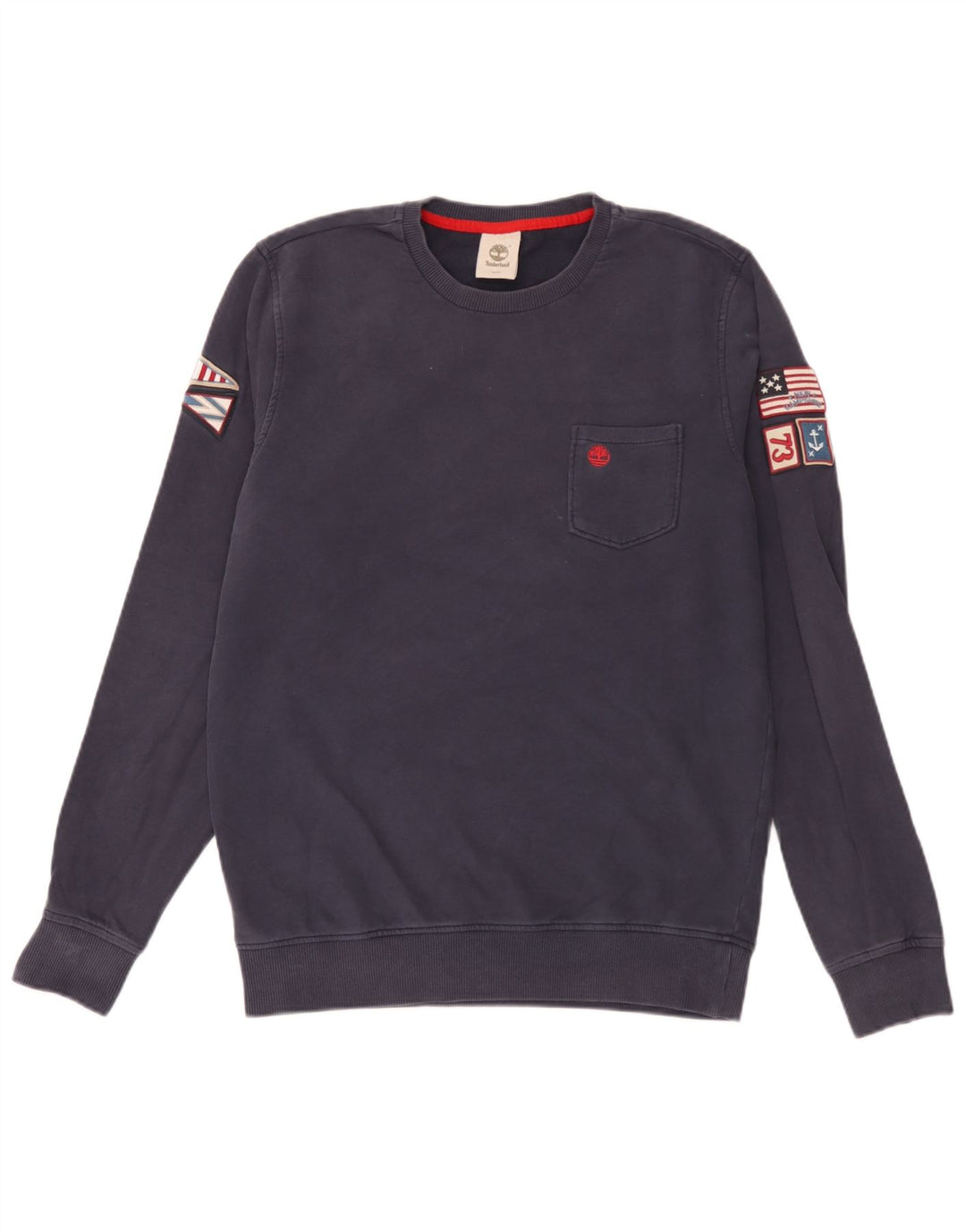 Timberland Pull Graphique Sweatshirt Homme Bleu Marine Moyen Coton