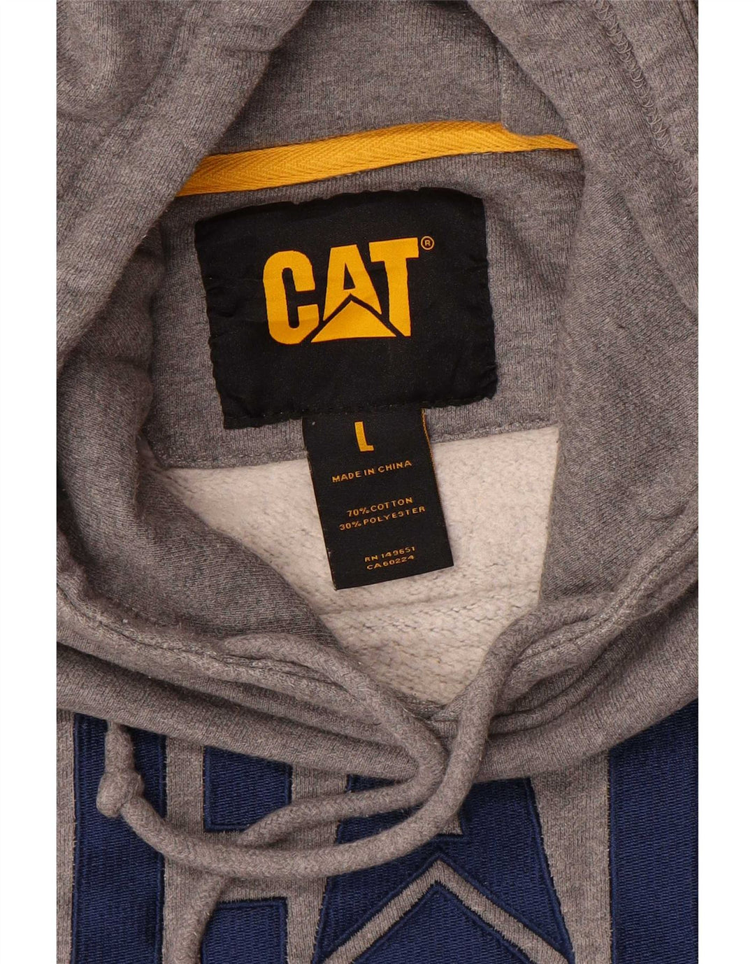 CAT Pull à capuche graphique pour hommes, grand coton gris