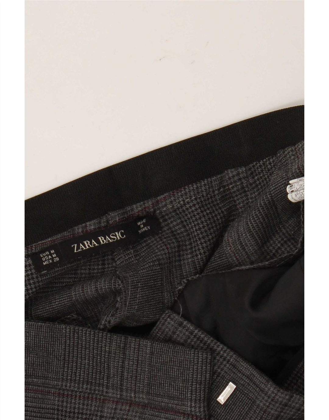 Zara Pantalon de costume slim pour femme Medium W28 L27 Gris à carreaux