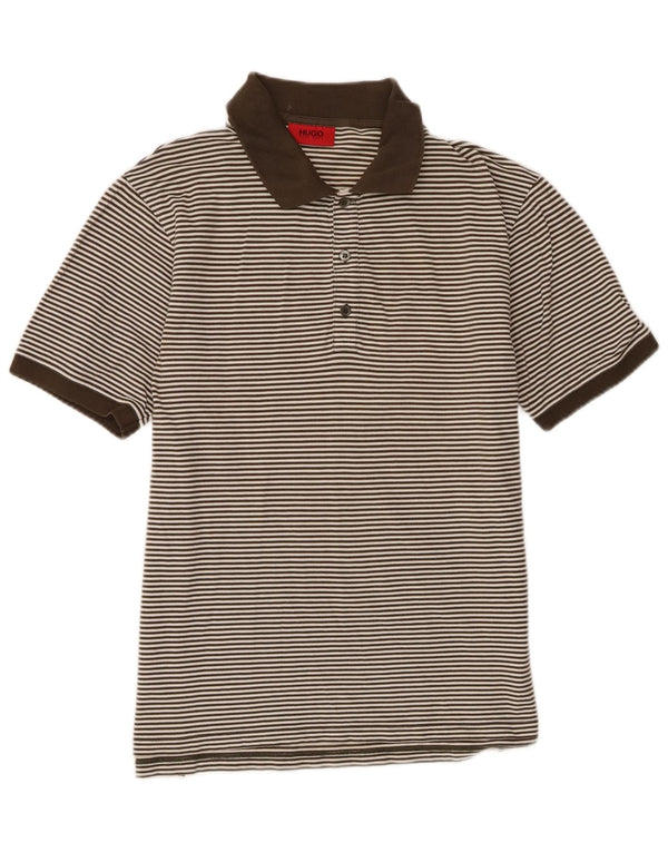 Hugo Boss Polo XL en coton à fines rayures kaki