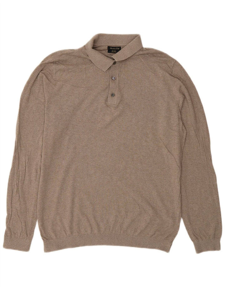 Massimo Dutti Pull Col Polo Homme Beige Moyen Coton