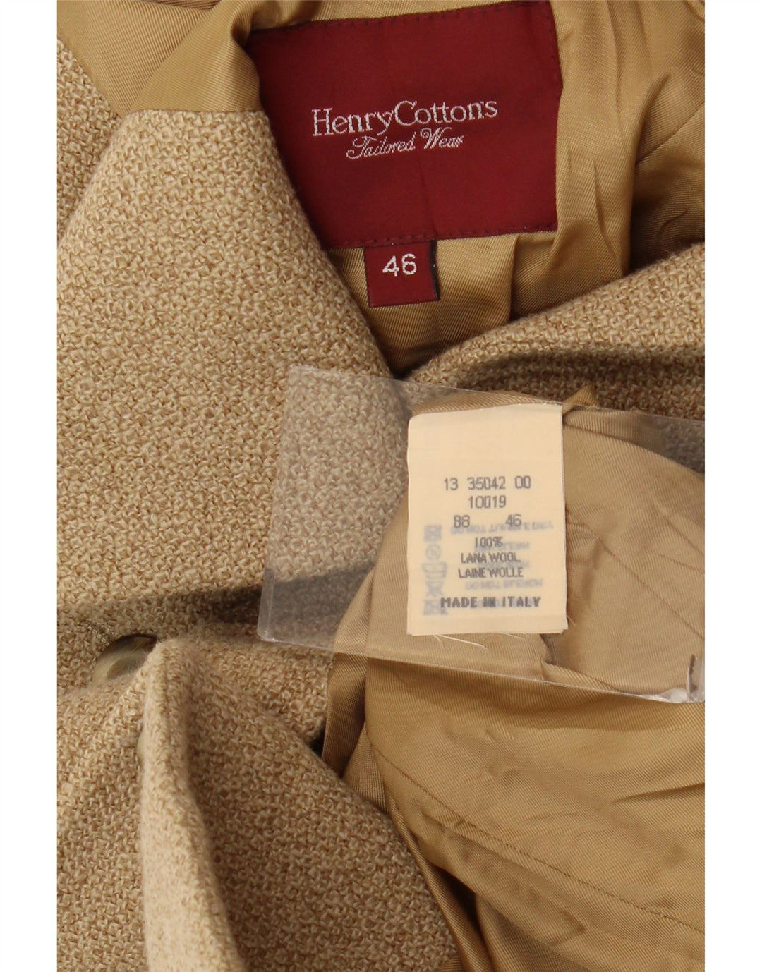 Henry Cottons Veste blazer 4 boutons pour femme IT 46 Large laine beige