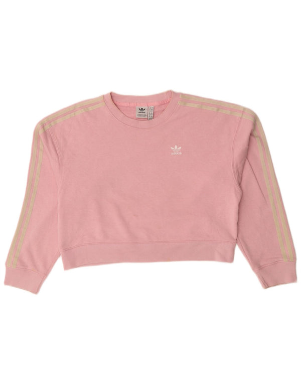 Adidas Sweat-shirt court surdimensionné pour femme UK 6 XS en coton rose