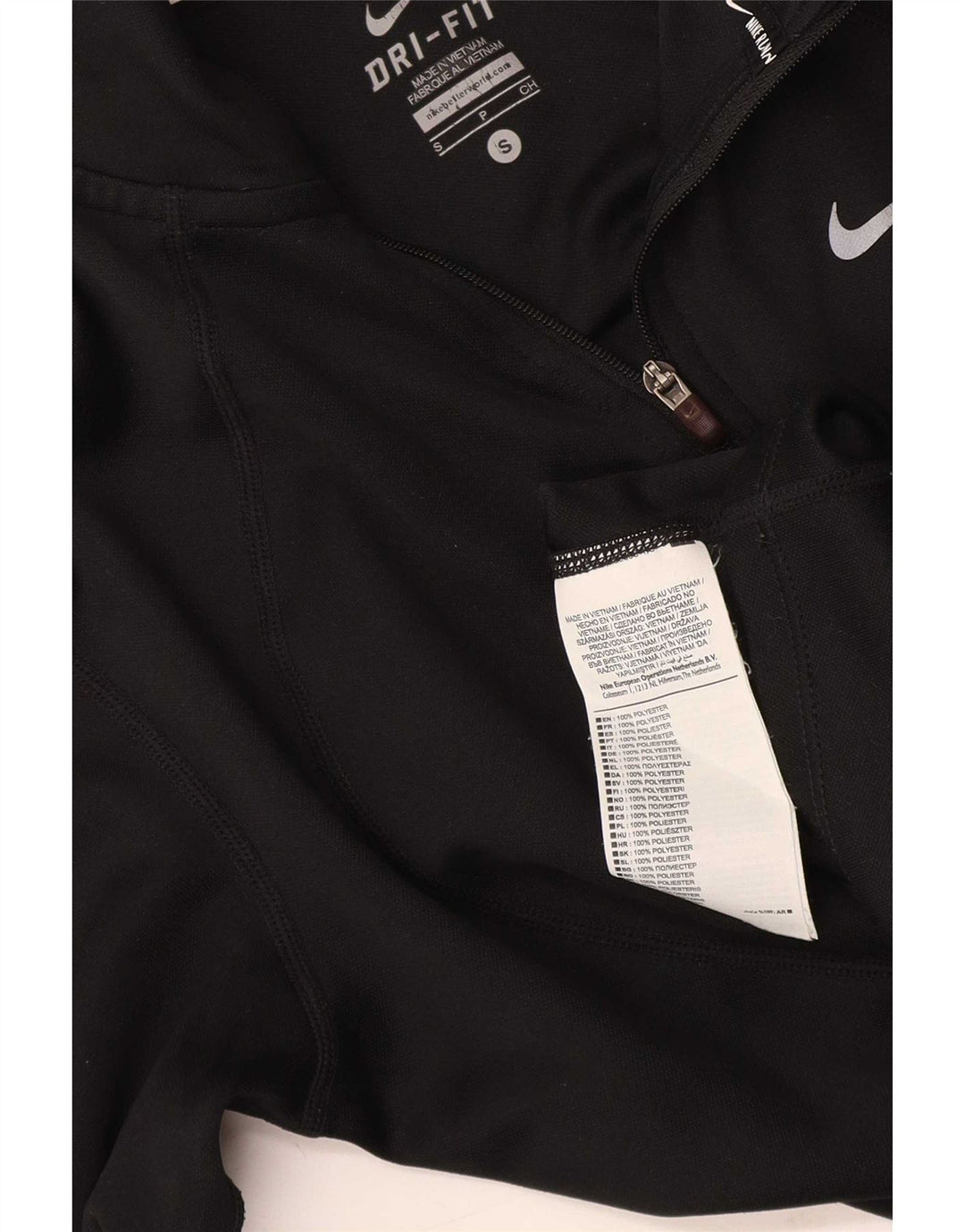Nike Haut de survêtement Dri Fit à col zippé pour femme UK 10 Petit Noir