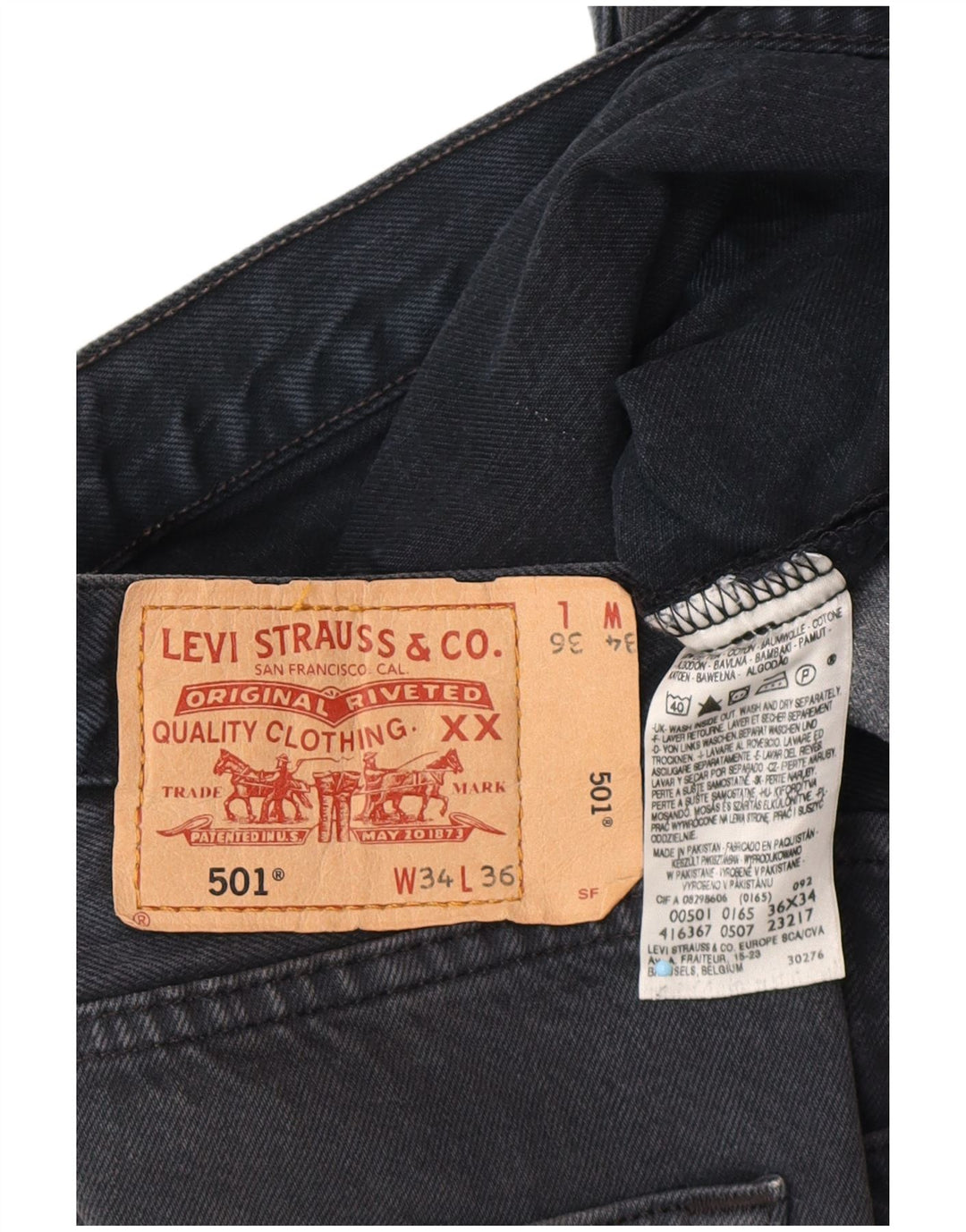 LEVI'S Short en Jean 501 Homme W34 Large Bleu Marine Coton
