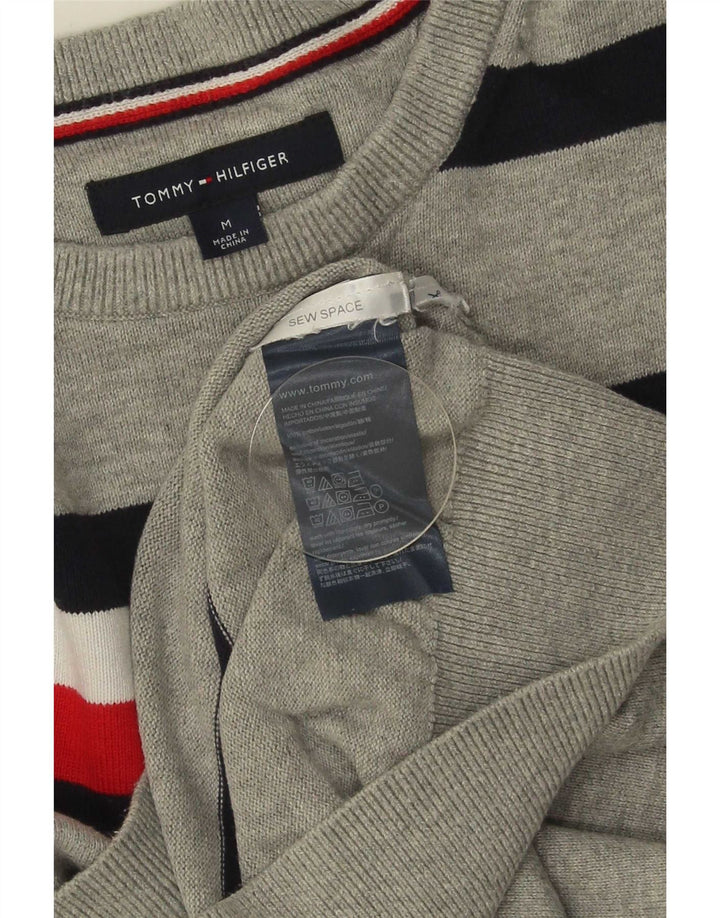 Tommy Hilfiger Pull ras du cou homme en coton rayé gris moyen