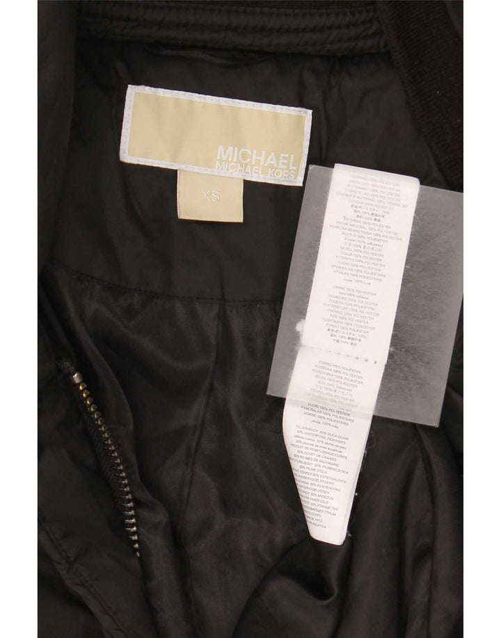 Michael Kors Manteau rembourré surdimensionné à capuche pour femme UK 6 XS Noir Polyester
