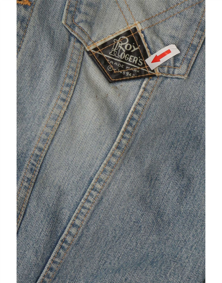 Roy Rogers Veste en jean délavé à l'acide pour homme UK 36 Petit Bleu