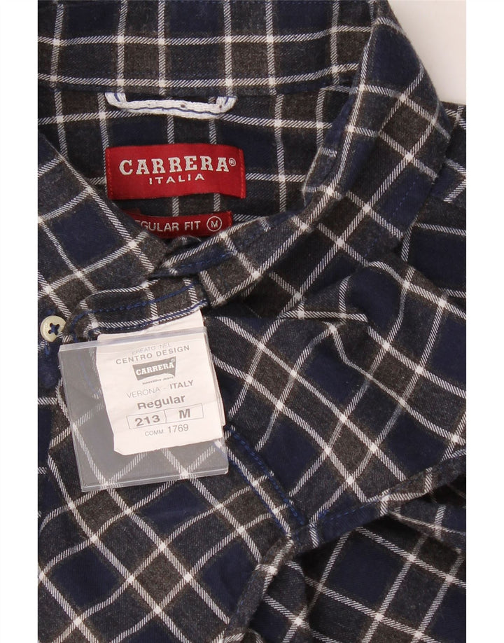 CARRERA Mens Regular Fit Shirt Medium Navy Blue Check Cotton Vintage Carrera and Second-Hand Carrera from Messina Hembry 