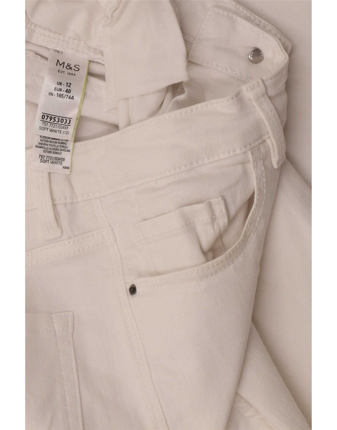 Marks & Spencer Jean court pour femme UK 12 Medium W28 L23 Coton blanc