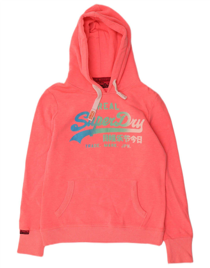 Superdry Pull à capuche graphique pour femme UK 14 Coton rose moyen