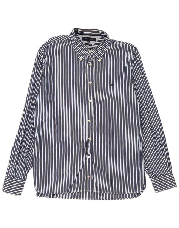 Tommy Hilfiger Chemise Homme XL Bleu Marine Pinstripe Coton