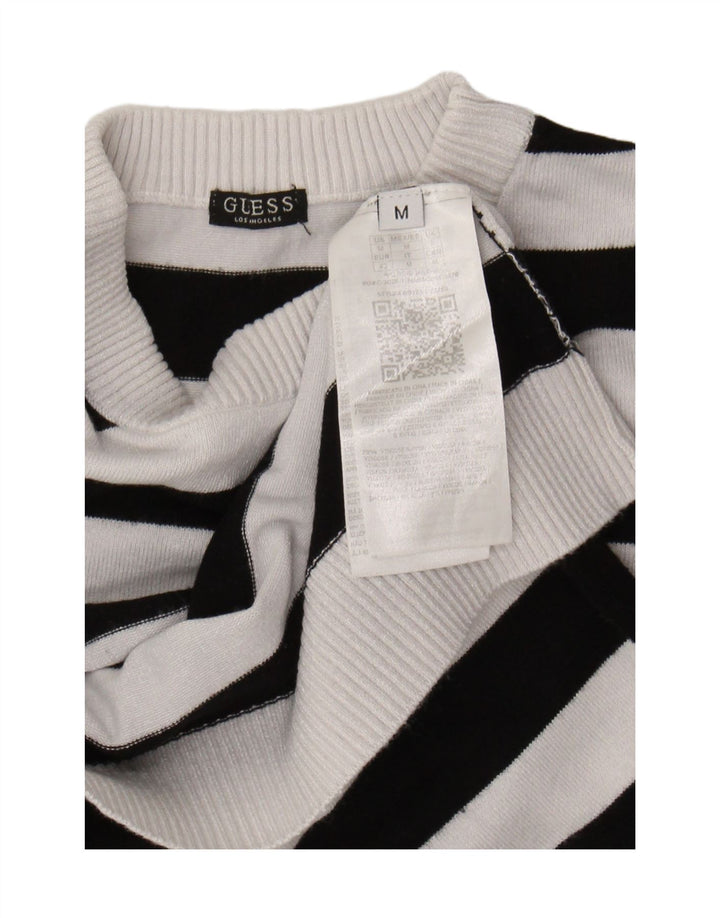 Guess Pull graphique à col rond pour femme UK 12 Viscose blanc moyen