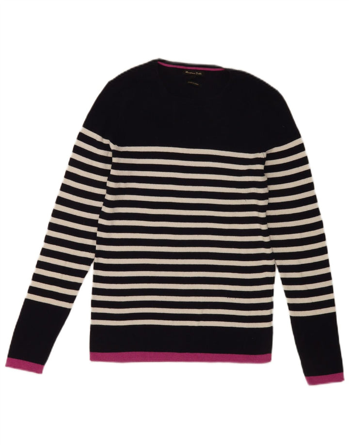 Massimo Dutti Pull ras du cou pour femme UK 12 Bleu marine moyen
