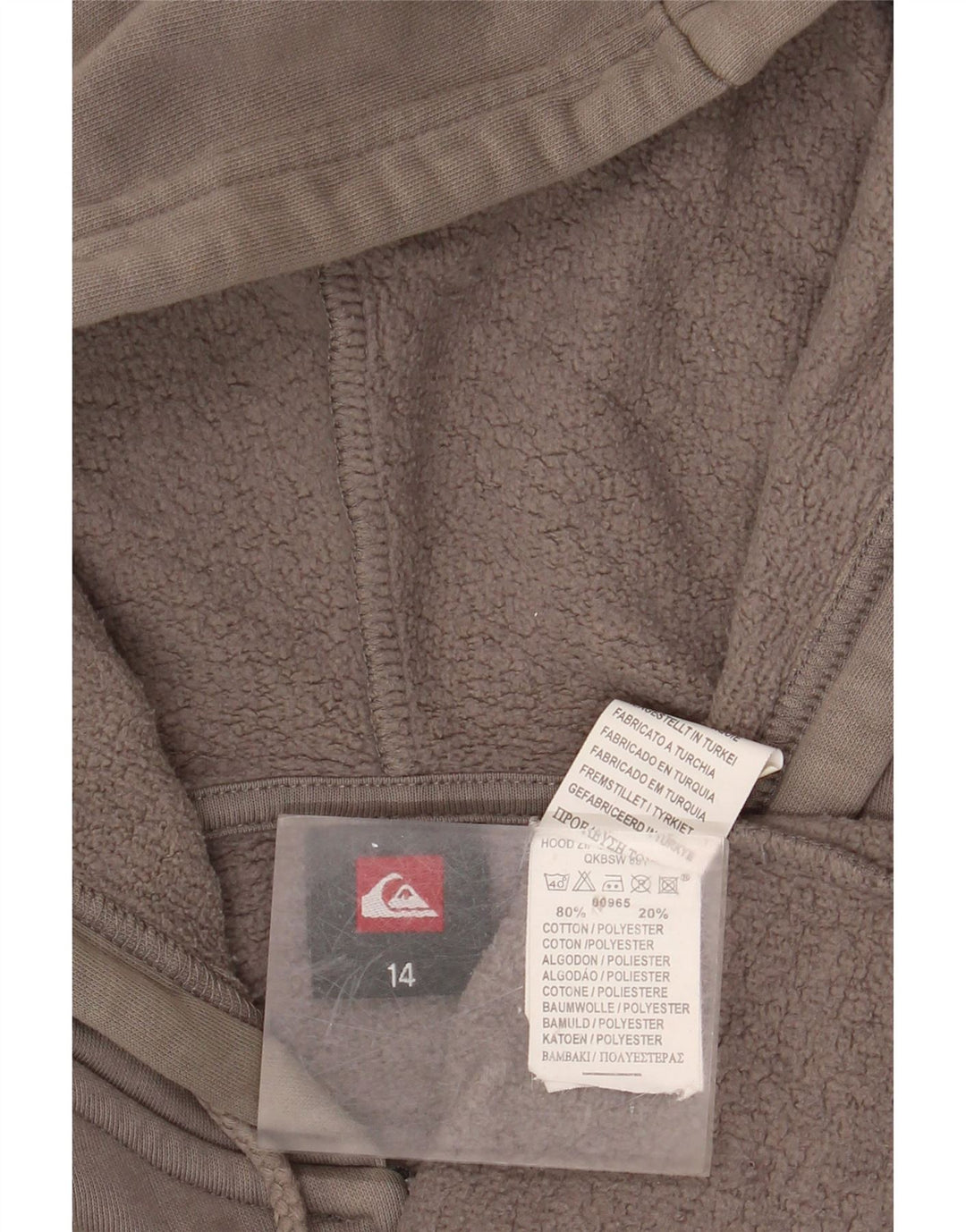 QUIKSILVER Pull à capuche zippé graphique pour femme UK 14 Grand coton gris