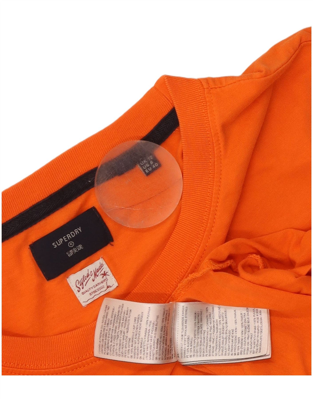 Superdry Haut graphique à manches longues pour femme UK 12 Orange moyen Coton