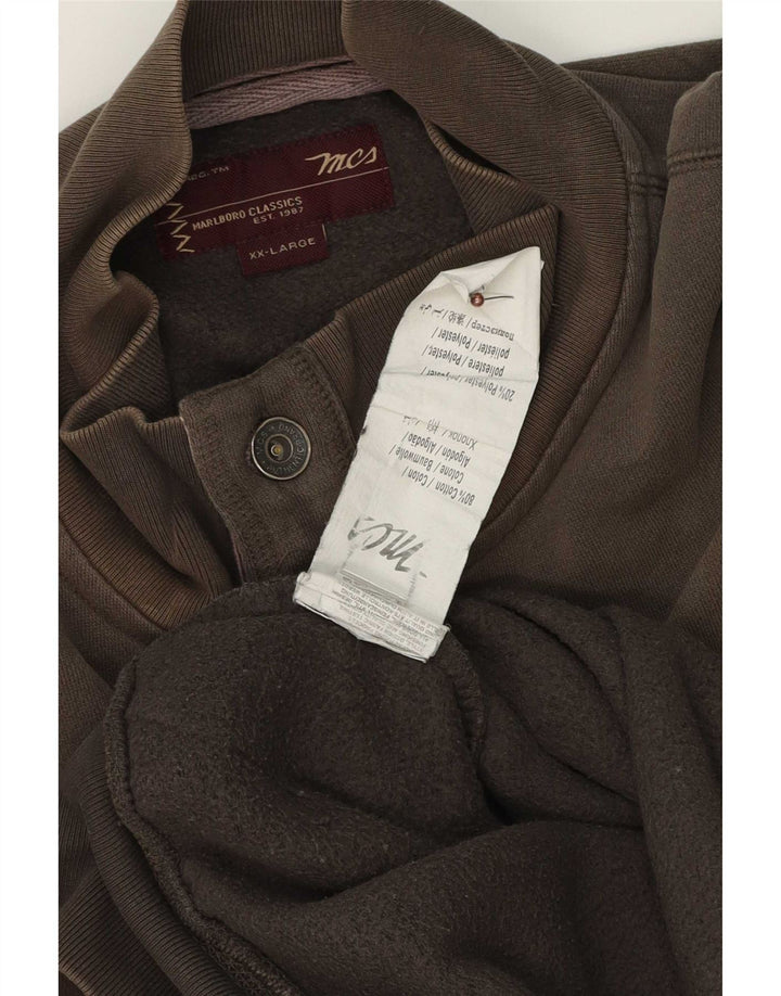 Marks & Spencer Sweat-shirt graphique à col boutonné pour homme 2XL en coton marron