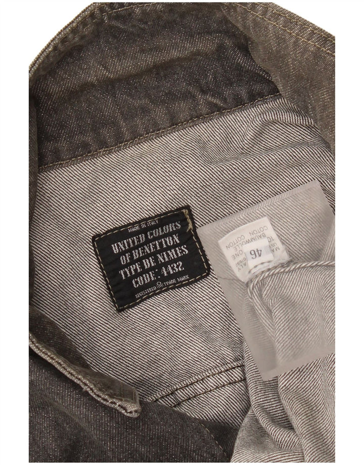 Benetton Veste En Jean Oversize IT 46 Petit Gris Coton Homme