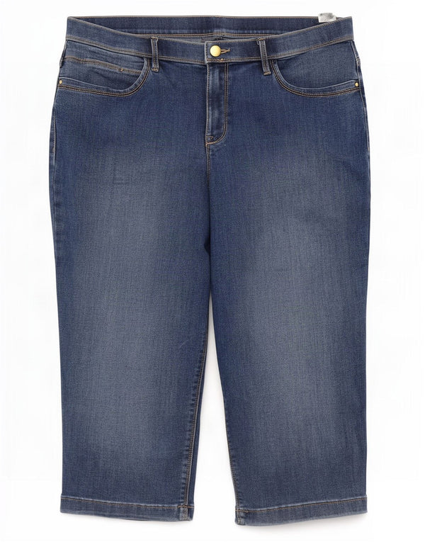 Marks & Spencer Jean Capri classique pour femme UK 14 Large W32 L18 Bleu Coton