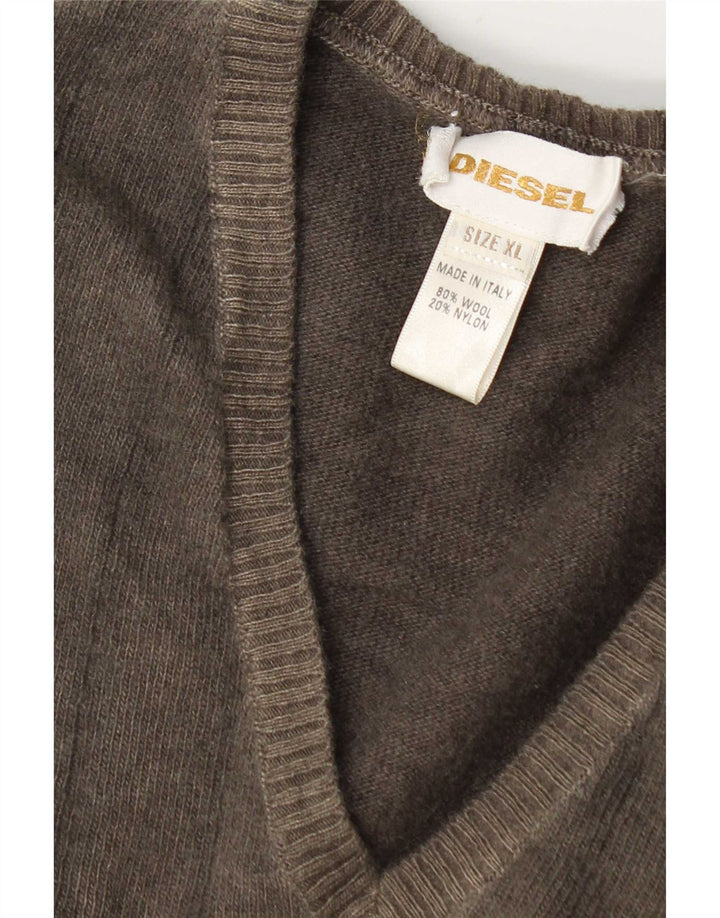 Diesel Pull col V Homme XL Gris Laine