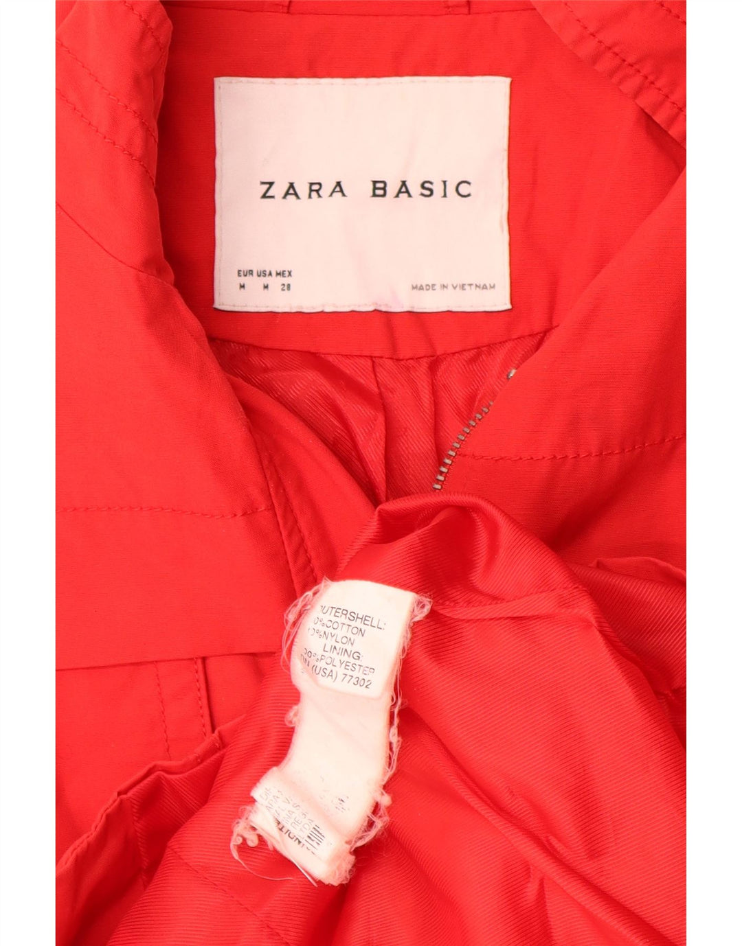 Zara Veste Militaire Femme UK 12 Coton Rouge Moyen