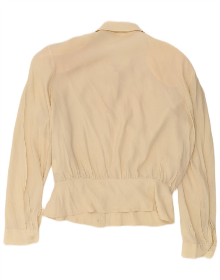 Blouse chemise femme vintage IT 44 Soie florale beige moyen