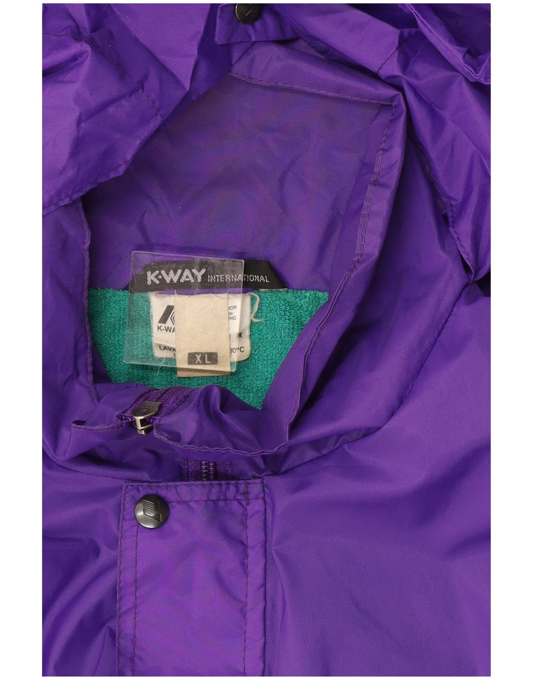 K-WAY Veste de pluie à capuche pour homme UK 42 XL Violet Polyamide