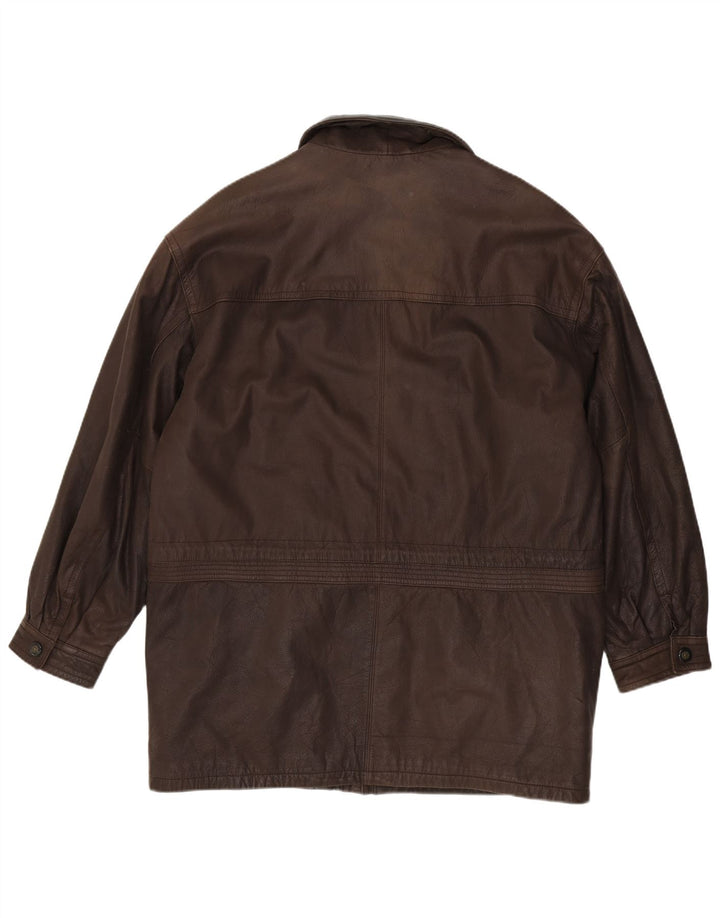 JOHN B Veste en cuir pour homme UK 46 3XL Cuir marron