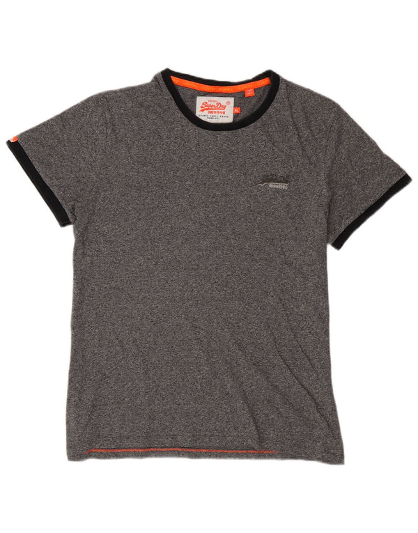 Superdry T-Shirt Top XL Gris Moucheté Coton Homme