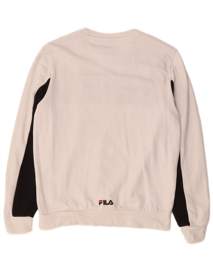 Fila Sweat-shirt graphique pour homme, petit, blanc, colour block