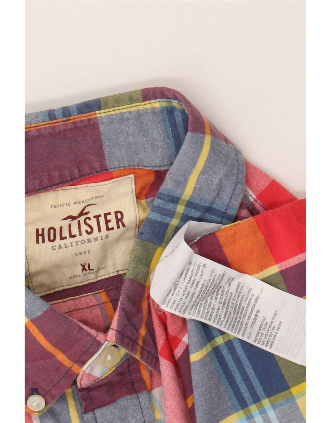 Hollister Chemise Homme XL Coton à Carreaux Multicolore