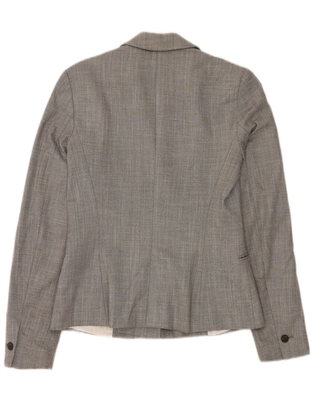 Zara Veste Blazer 1 Bouton Femme UK 6 XS Gris Chevron Polyester