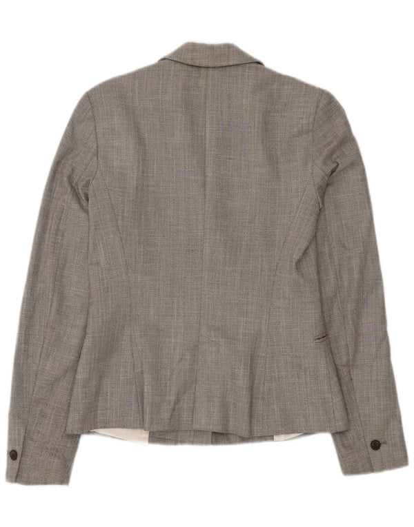 Zara Veste Blazer 1 Bouton Femme UK 6 XS Gris Chevron Polyester