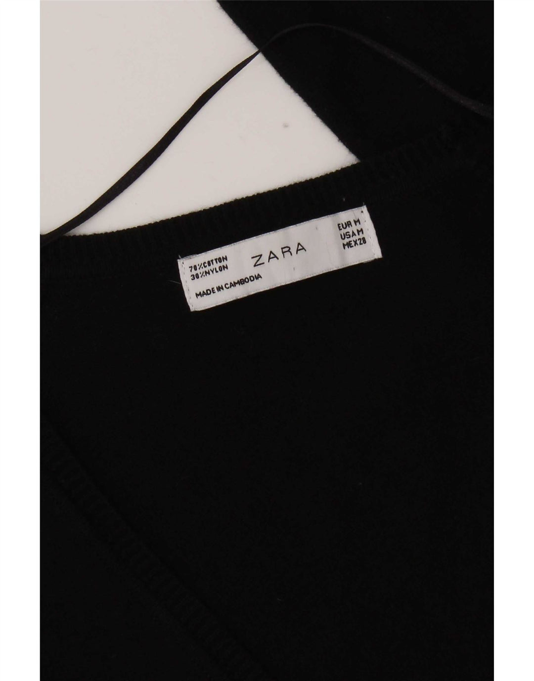 Zara Femme Cardigan Pull UK 12 Moyen Noir Coton