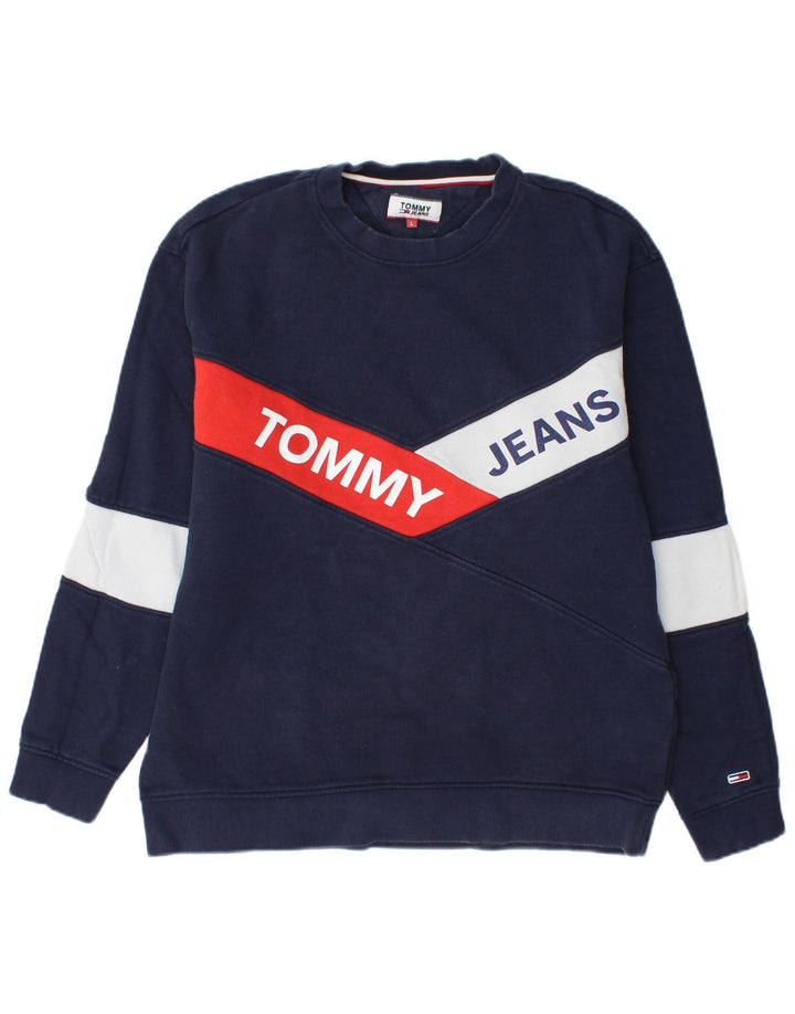 Tommy Hilfiger Sweat-shirt graphique pour hommes, grand, bleu marine, colour block