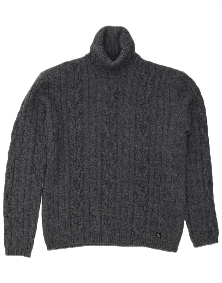 CALVIN KLEIN JEANS Pull surdimensionné à col roulé pour femme UK 18 XL Gris