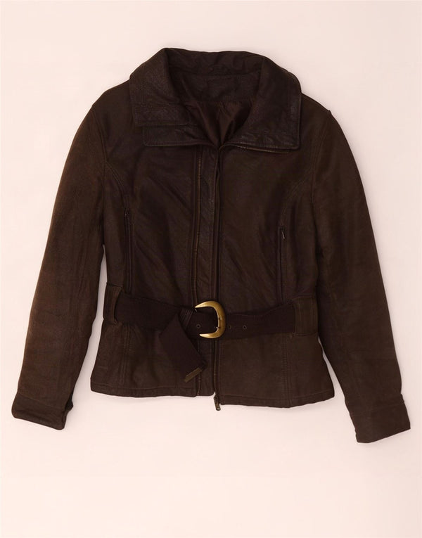 veste en cuir femme vintage IT 42 Brun moyen
