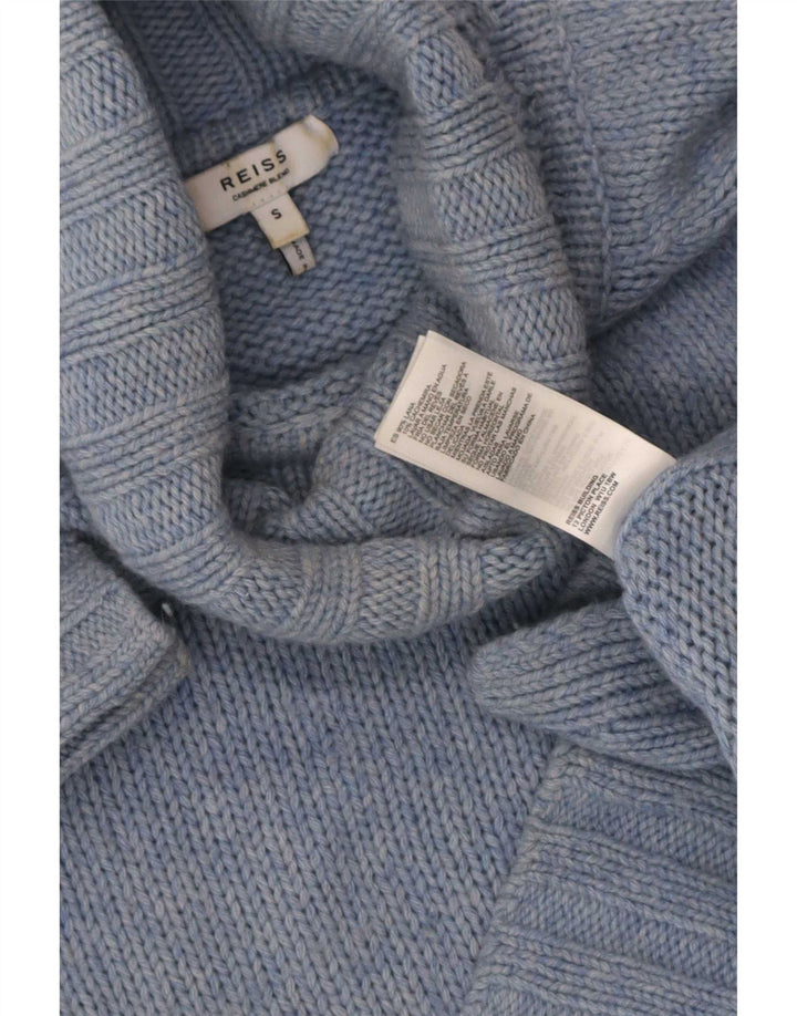 Reiss Pull surdimensionné à col roulé pour femme UK 10 Petite laine bleue
