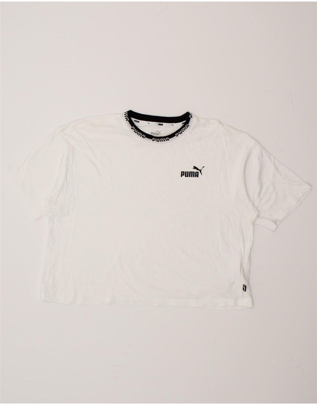 PUMA Womens Crop T-Shirt Top UK 14 Medium White Cotton Vintage Puma and Second-Hand Puma from Messina Hembry 
