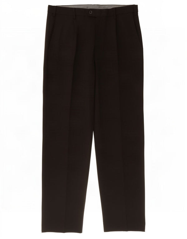 Marks & Spencer Mens Regular Suit Trousers W36 L33 Black Polyester