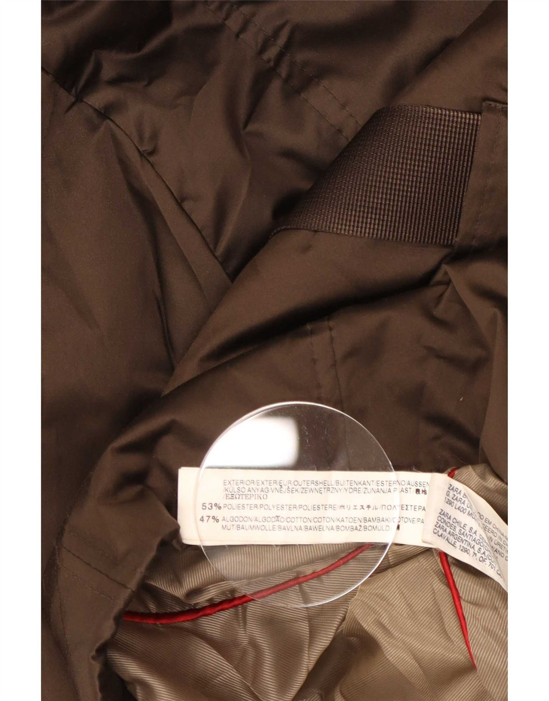 Zara Veste matelassée à capuche pour femme UK 10 Small Marron Polyester