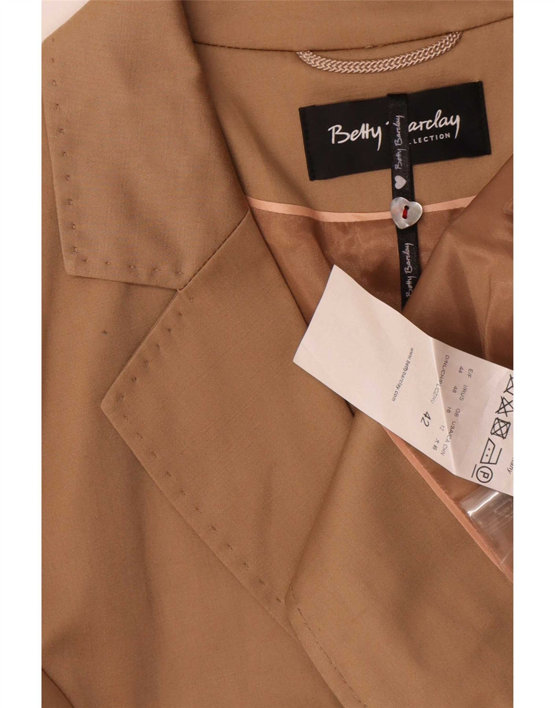 Betty Barclay Veste blazer à 2 boutons pour femme UK 16 Grand coton beige